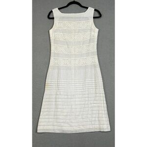 Vintage Carlye Chiffon Pleated Dress 60s Lace Embroidered Beige Crepe